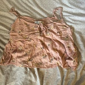 Hollister Pink Floral Cropped Tank Top